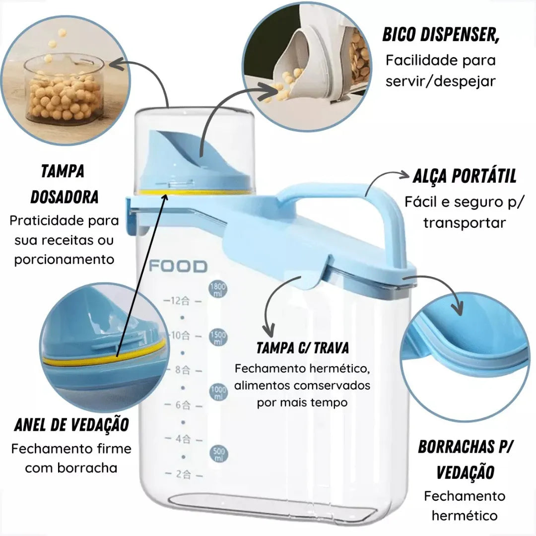 Kit Pote Hermético Premium Copo Medidor