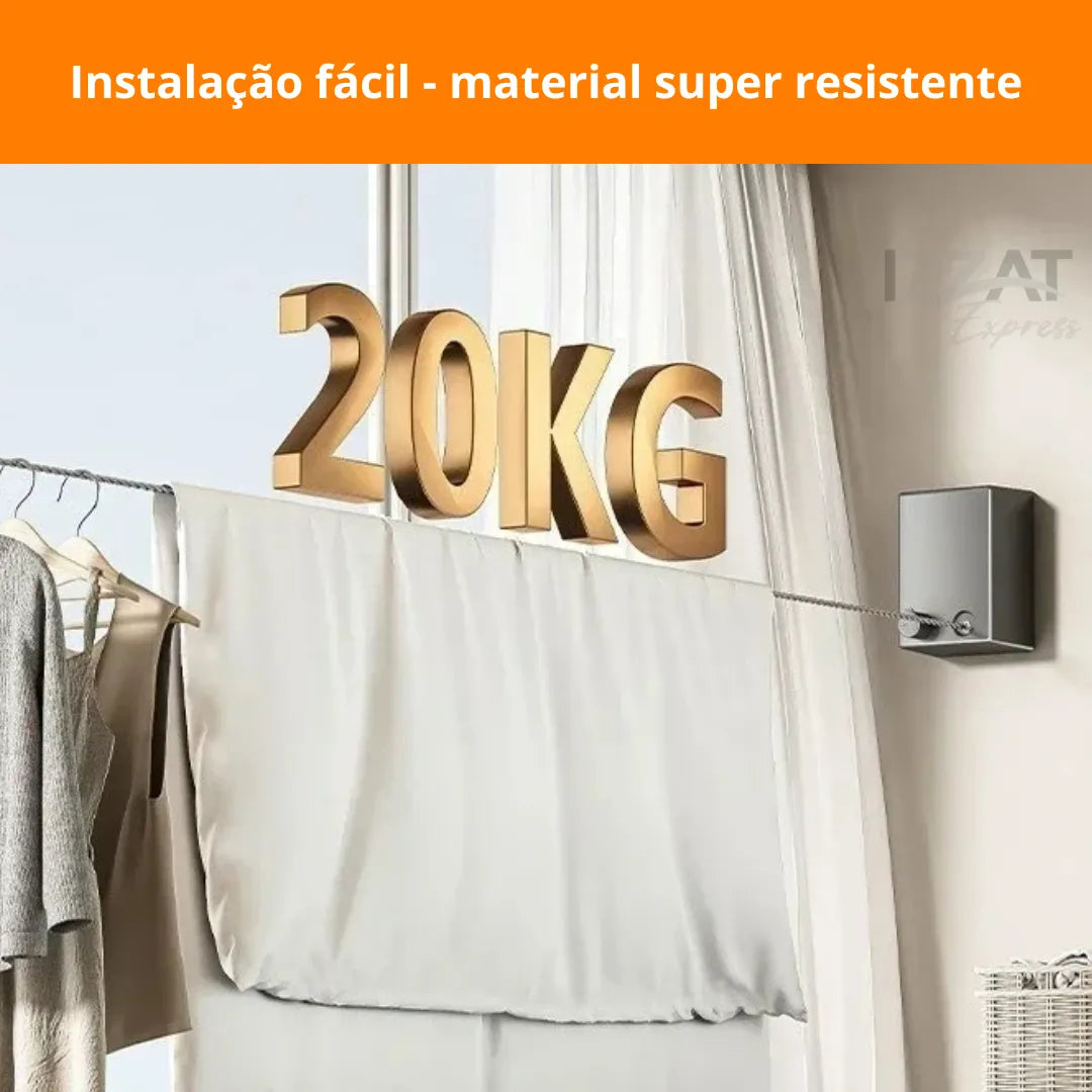 Varal Retrátil Invisível de Aço inox
