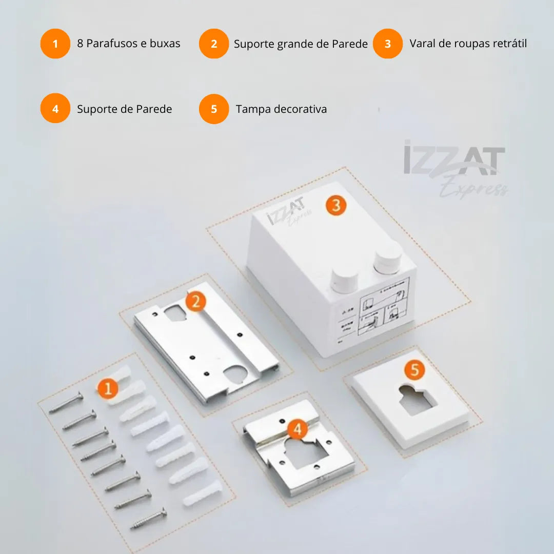 Varal Premium Invisível Retrátil de Aço inox