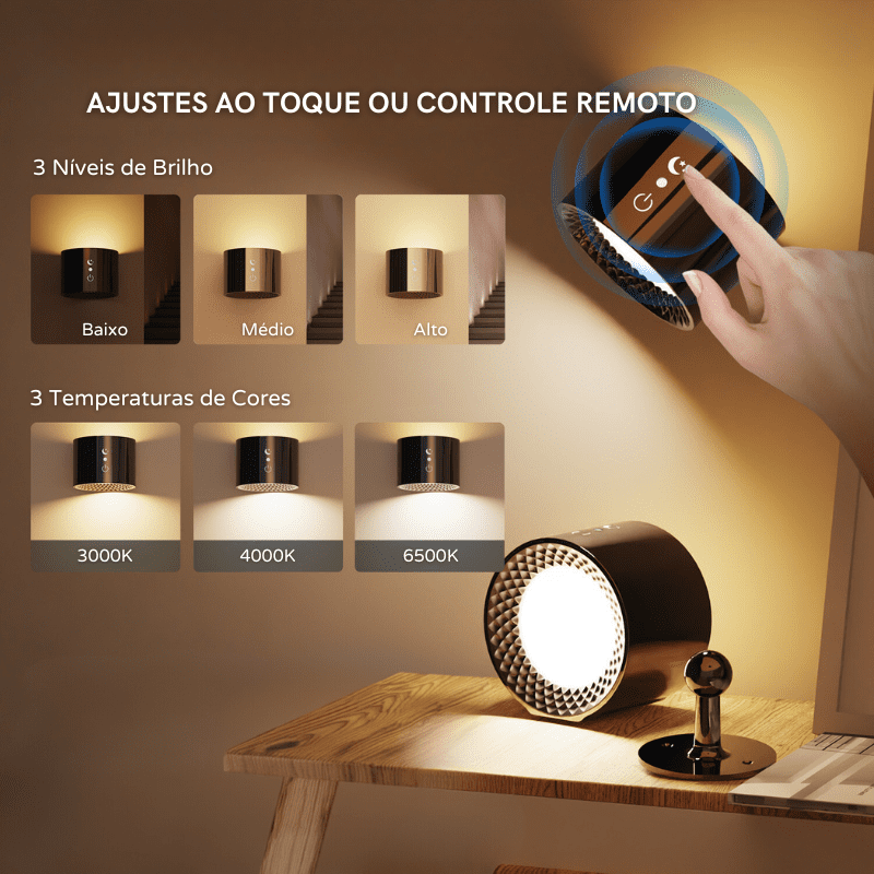 Arandela de Parede Interna LED Bifocal Sem Fio House Vision