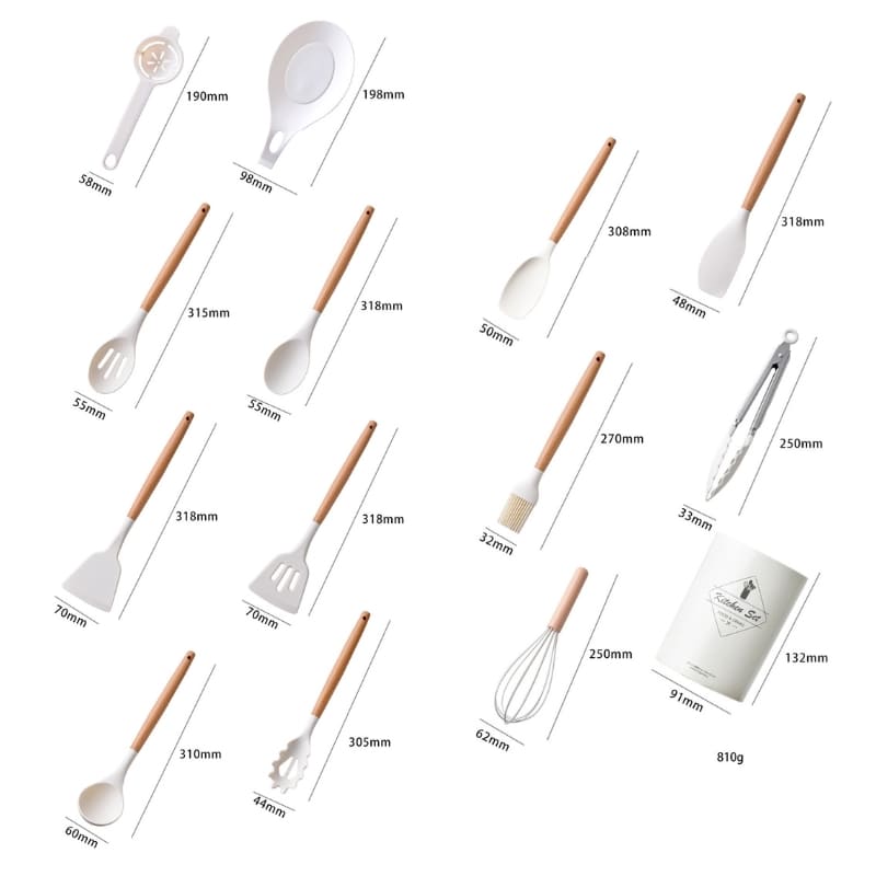 Kit Utensílios de Cozinha 14 Peças Silicone Com Organizador House Vision