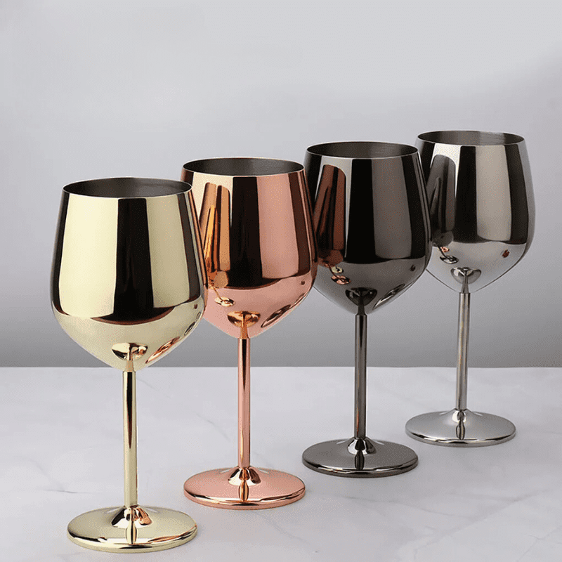Taça de Vinho Colorida Inox Inquebrável Bar em Casa