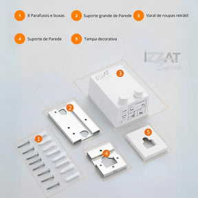 Varal Premium Invisível Retrátil de Aço inox