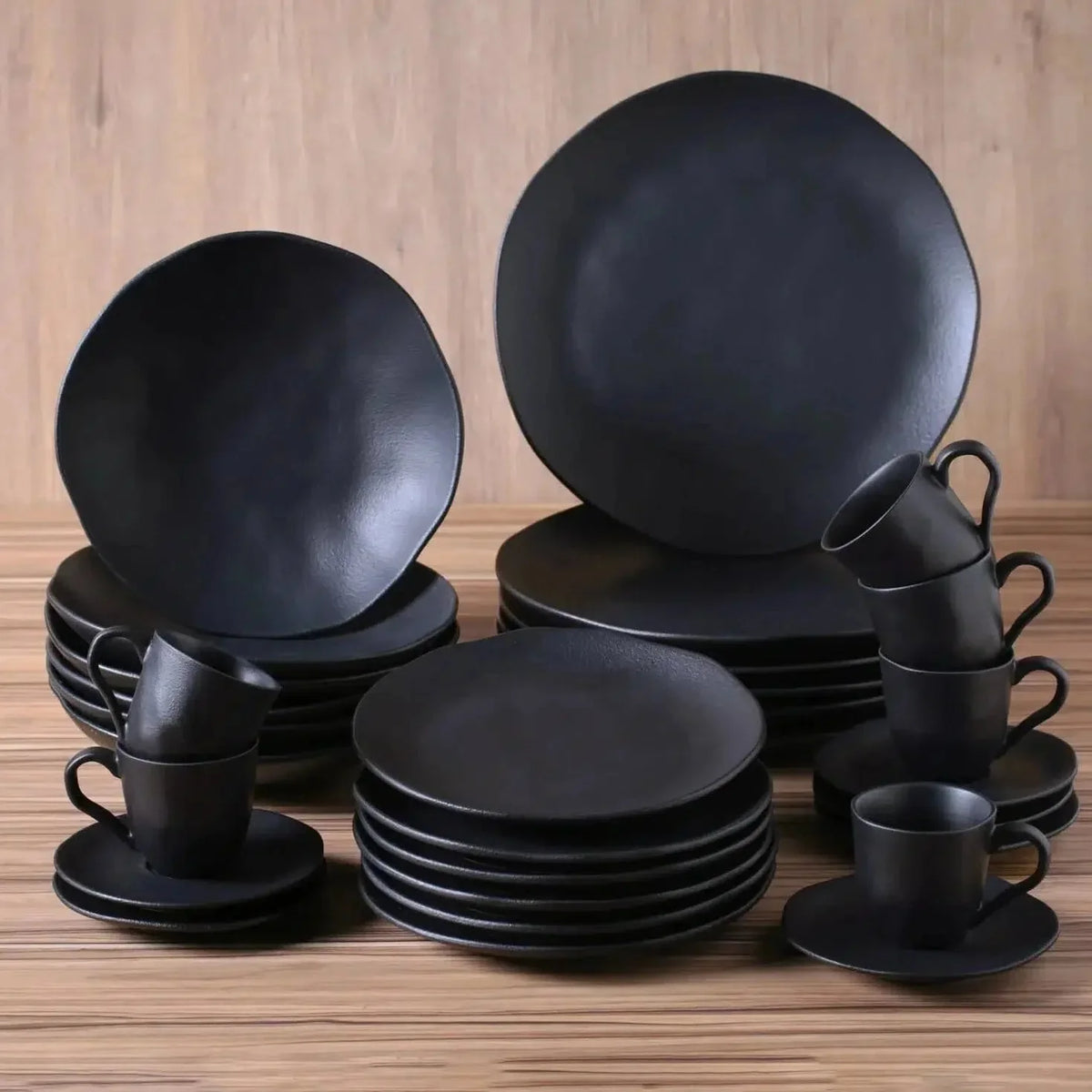 Aparelho de Jantar Stoneware Orgânico Preto