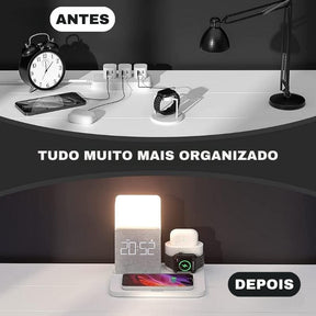 Carregador por Indução Luminária de Mesa e Despertador House Vision
