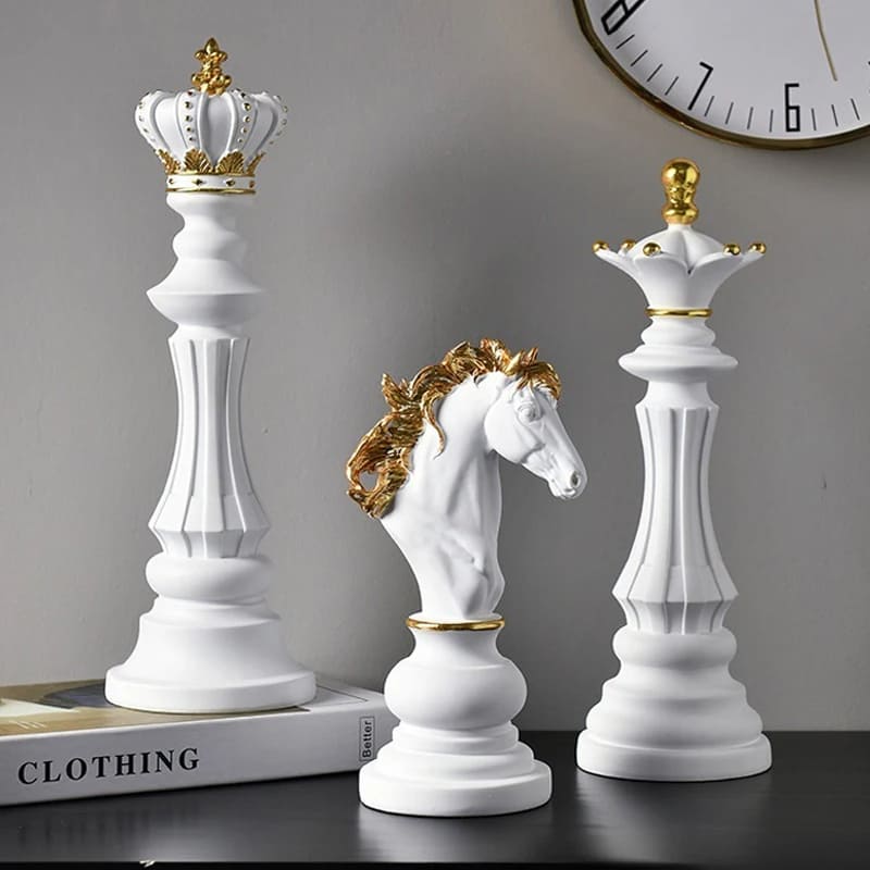 Decoração de Mesa Resina Estátua Peças de Xadrez House Vision