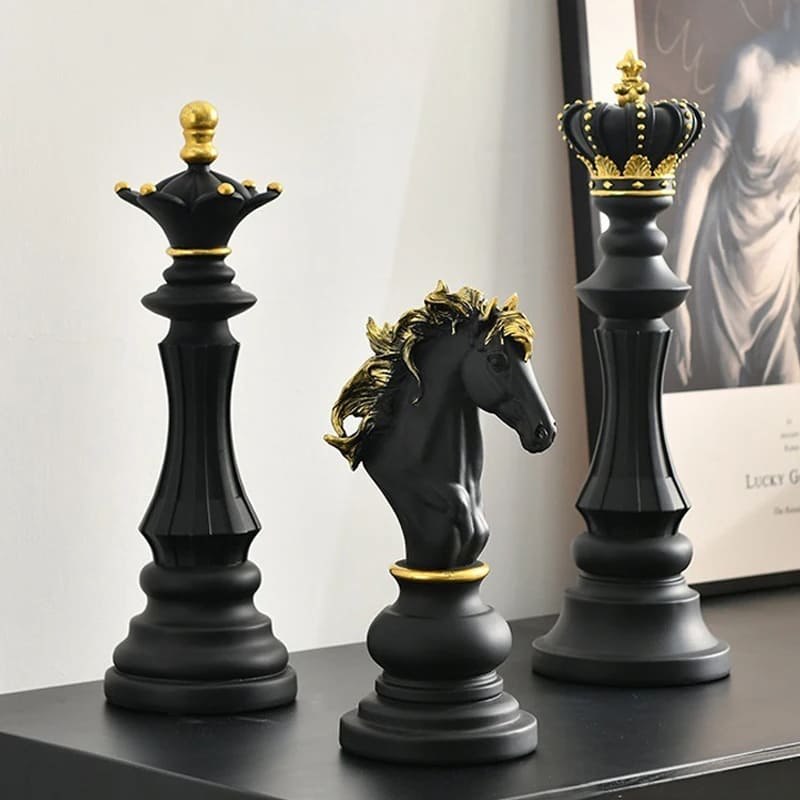 Decoração de Mesa Resina Estátua Peças de Xadrez House Vision
