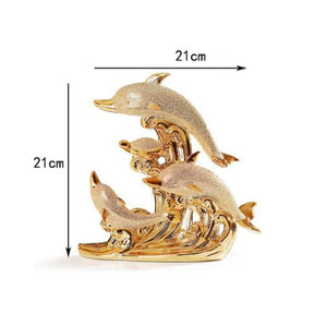 Decoração de Mesa de Luxo Cerâmica Estátua de Golfinhos House Vision