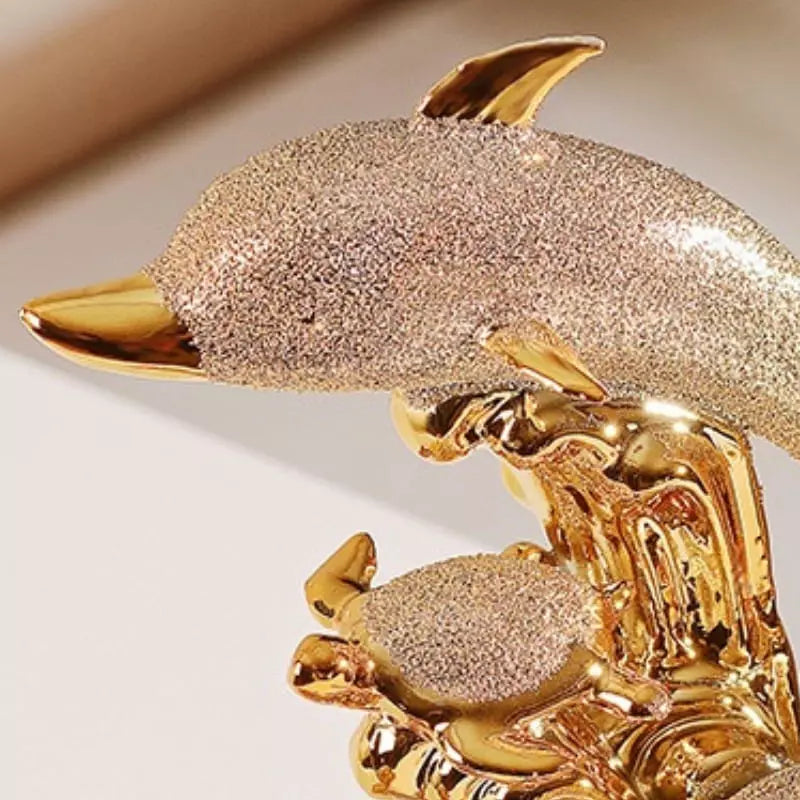 Decoração de Mesa de Luxo Cerâmica Estátua de Golfinhos House Vision