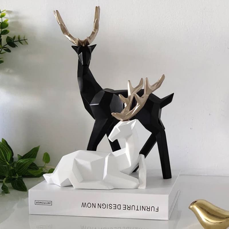 Decoração de Mesa de Resina Estátua Cervo 2 Peças House Vision