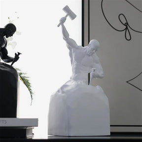 Decoração de Sala Resina Estátua Homem Esculpindo House Vision