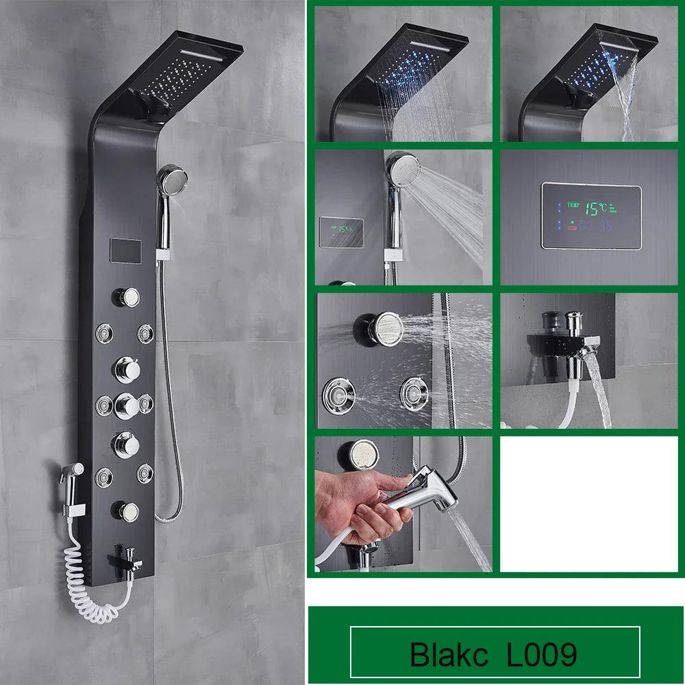 chuveiro de banheiro led de aço inoxidável