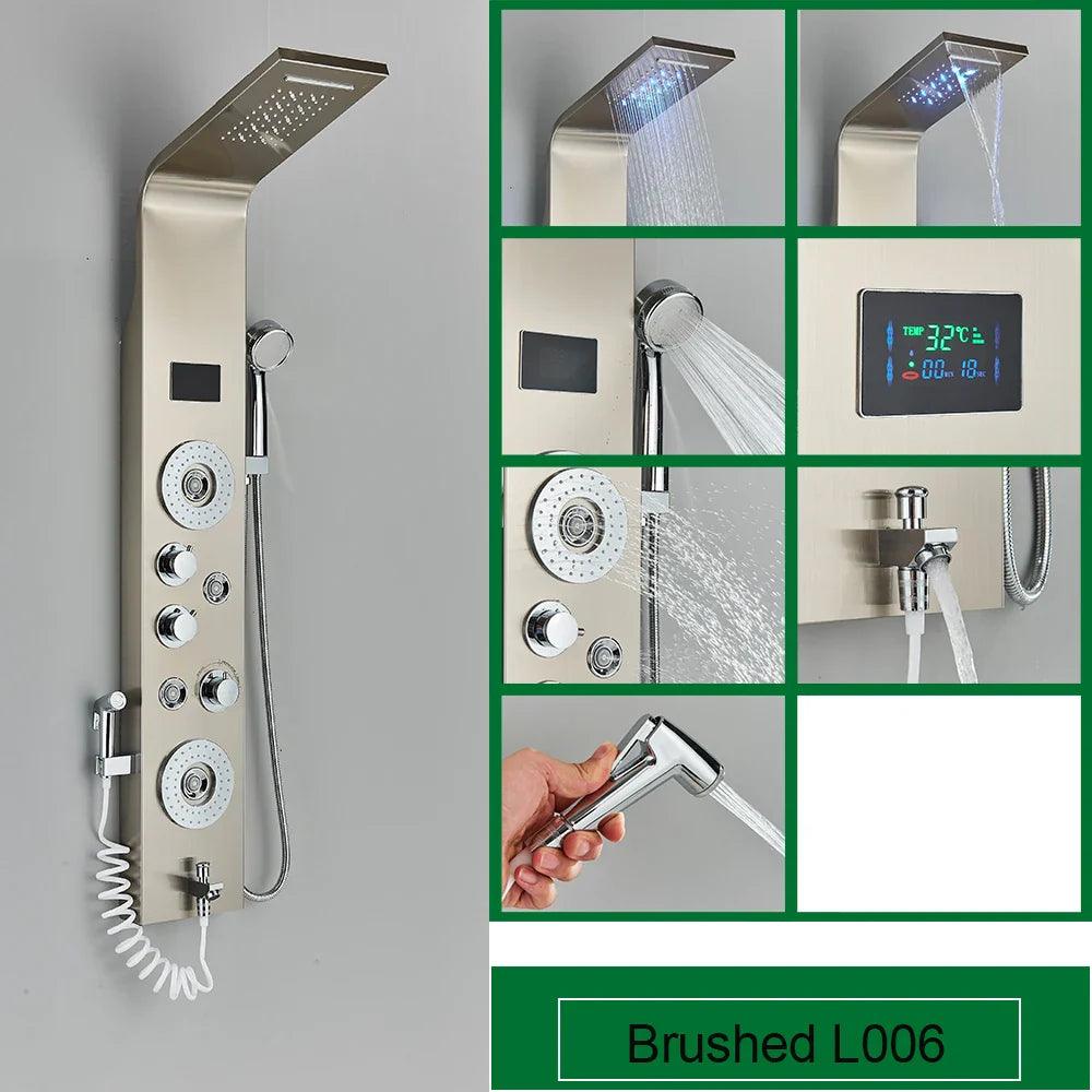 chuveiro de banheiro led de aço inoxidável