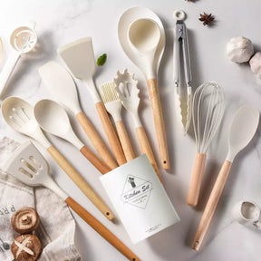 Kit Utensílios de Cozinha 14 Peças Silicone Com Organizador House Vision