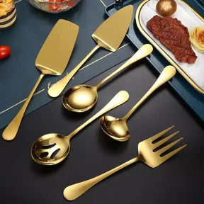 Kit Utensílios de Cozinha 6 Peças Inox Dourado House Vision