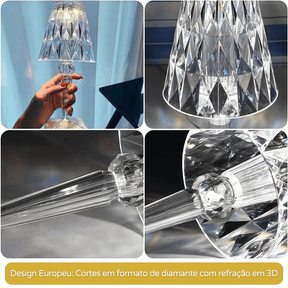 Luminária de Mesa LED Diamante USB 3 em 1 Sem Fio House Vision