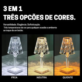 Luminária de Mesa LED Diamante USB 3 em 1 Sem Fio House Vision