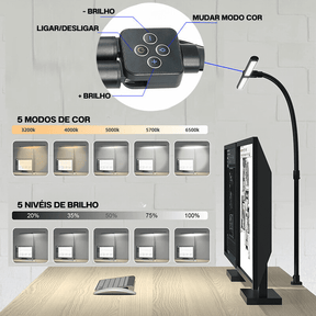 Luminária de Mesa LED Escritório Flexível Alumínio House Vision