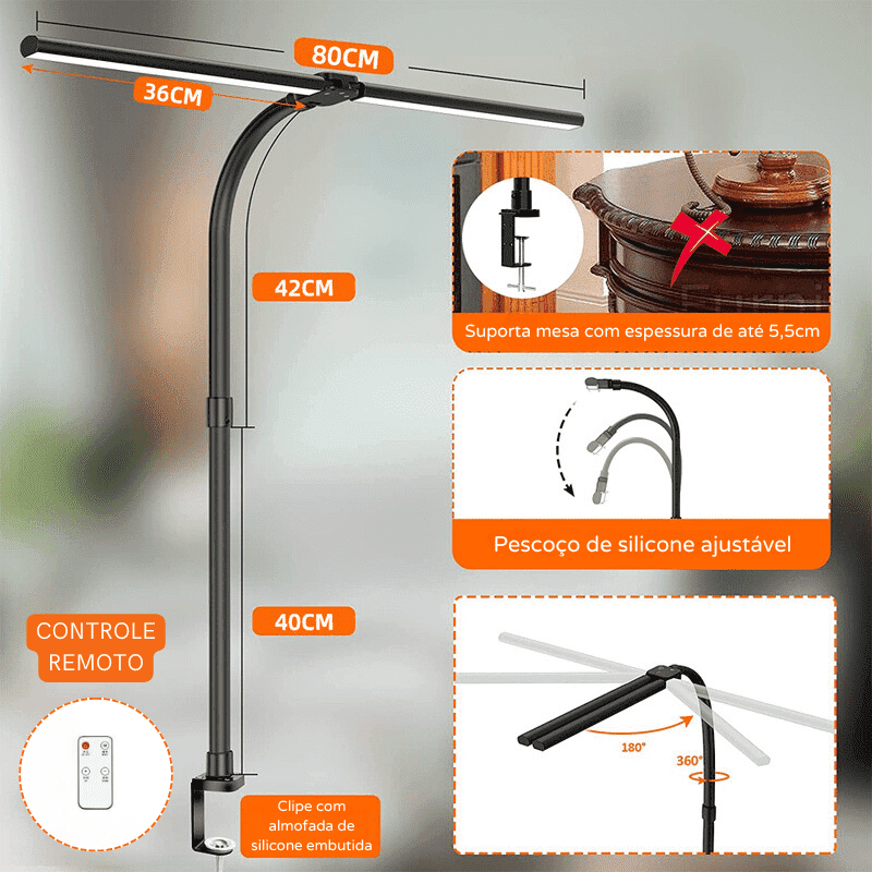 Luminária de Mesa LED Escritório Flexível Alumínio House Vision