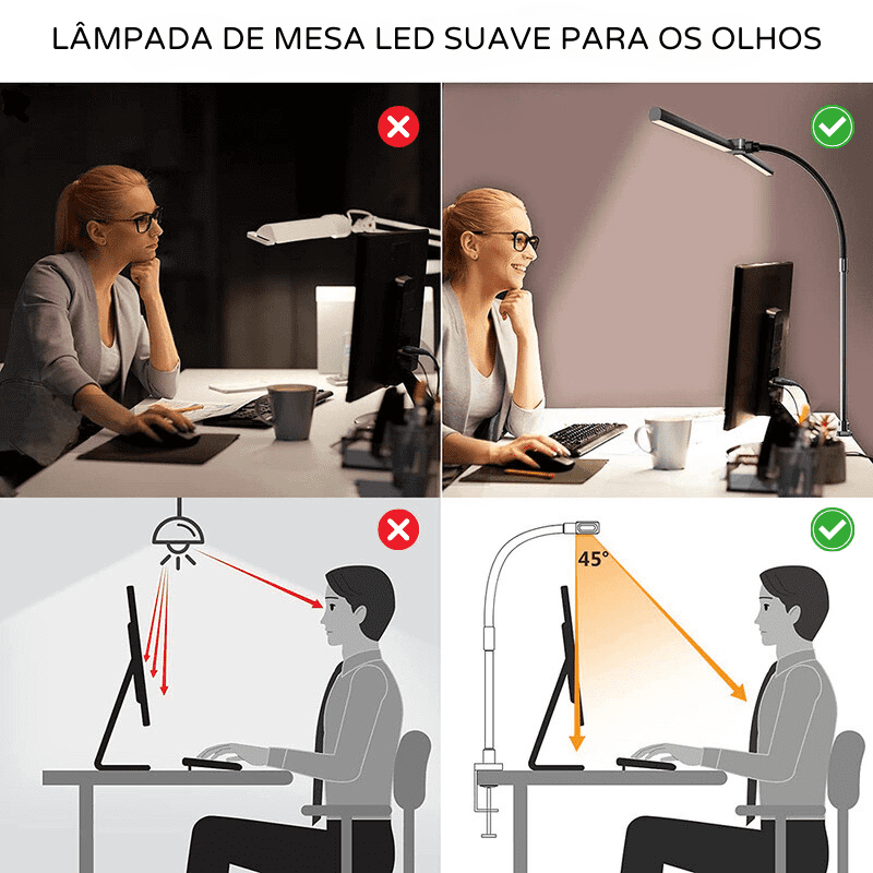 Luminária de Mesa LED Escritório Flexível Alumínio House Vision