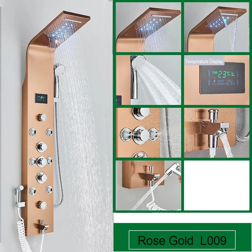 chuveiro de banheiro led de aço inoxidável