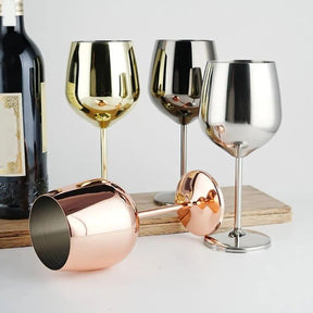 Taça de Vinho Colorida Inox Inquebrável Bar em Casa
